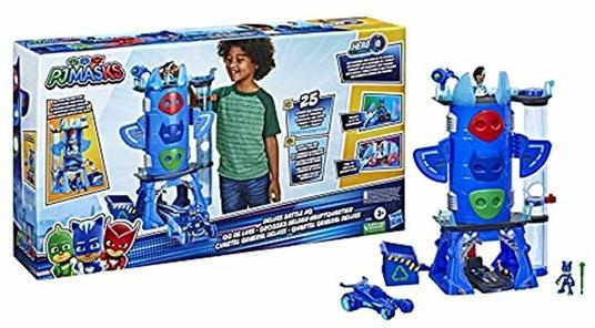 PJ Masks - Super Pigiamini, Deluxe Battle HQ, playset squartier generale con 2 action figure - 5