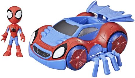 Hasbro Spidey e i Suoi Fantastici Amici Spidey e Web-Crawler, veicolo convertibile 2-in-1 con personaggio 10 cm