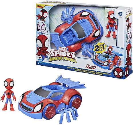 Hasbro Spidey e i Suoi Fantastici Amici Spidey e Web-Crawler, veicolo convertibile 2-in-1 con personaggio 10 cm - 3