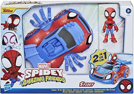 Hasbro Spidey e i Suoi Fantastici Amici Spidey e Web-Crawler, veicolo convertibile 2-in-1 con personaggio 10 cm - 4
