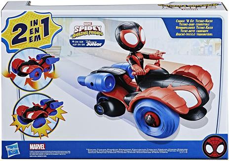 Hasbro Spidey e i Suoi Fantastici Amici Miles Morales e Techno-Racer, veicolo convertibile 2-in-1 con personaggio 10 cm - 5