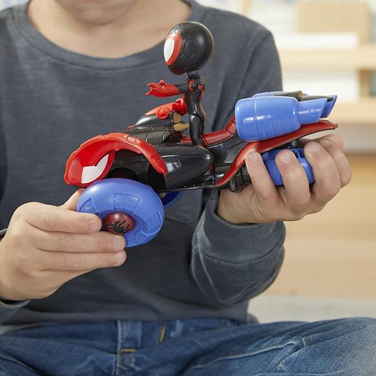 Hasbro Spidey e i Suoi Fantastici Amici Miles Morales e Techno-Racer, veicolo convertibile 2-in-1 con personaggio 10 cm - 6