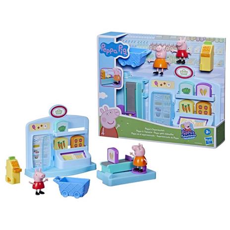 Peppa Pig - Peppa al Supermercato, playset per età prescolare con 2 action figure e 8 accessori