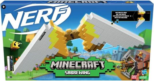 Nerf Minecraft - Sabrewing, arco motorizzato lancia i dardi, design ispirato al videogioco, include 8 dardi Nerf Elite - 2