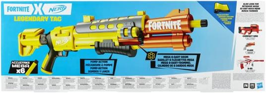 Nerf Fortnite - Legendary TAC, blaster con tamburo a 6 dardi e caricamento a pompa, include 6 dardi Nerf Mega Accustrike - 5