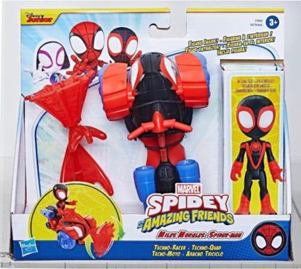 Spidey Veicolo Con Personaggio E Accessori - Miles Techno Racer
