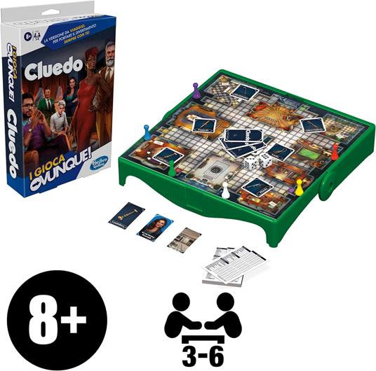 Cluedo, I Gioca Ovunque, gioco portatile per 3-6 giocatori, gioco da viaggio per bambini e bambine - 2