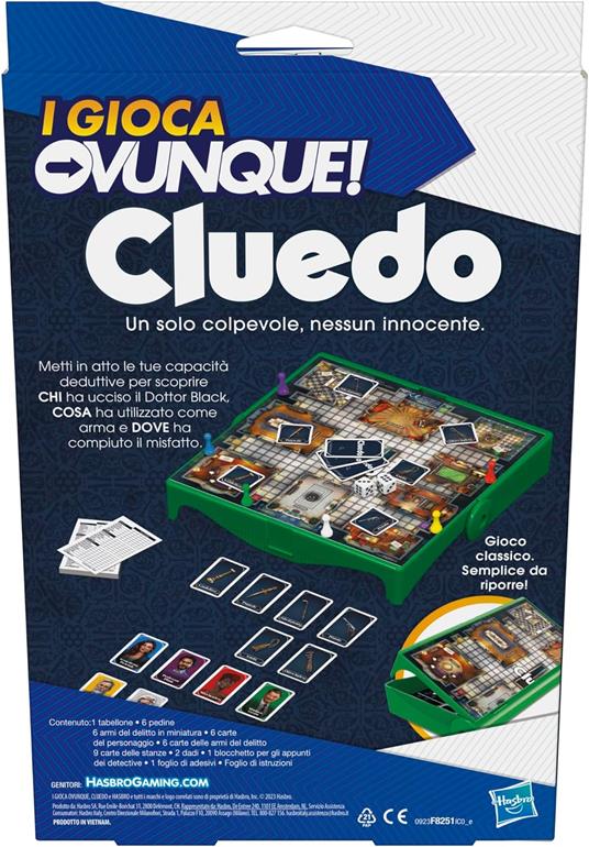 Cluedo, I Gioca Ovunque, gioco portatile per 3-6 giocatori, gioco da viaggio per bambini e bambine - 5