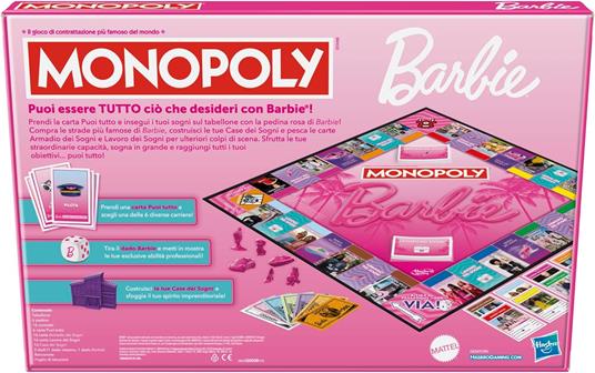 Monopoly: Barbie Edition, gioco da tavolo famiglie, per 2-6 giocatori, dagli 8 anni in su - 6