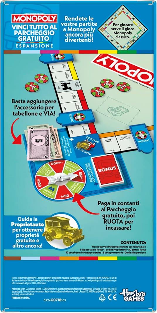Monopoly, ESPANSIONE Vinci tutto al Parcheggio Gratuito, per giocare serve il gioco Monopoly classico, Versione Italiana - 6