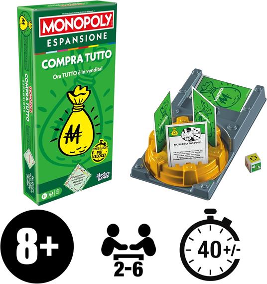 Monopoly, ESPANSIONE Compra tutto (per giocare serve il gioco Monopoly classico) - Versione italiana - 2