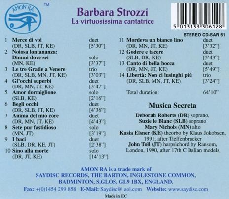 Virtuosissima Cantatrice - CD Audio di Barbara Strozzi - 2
