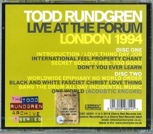 Live at the Forum - CD Audio di Todd Rundgren - 2