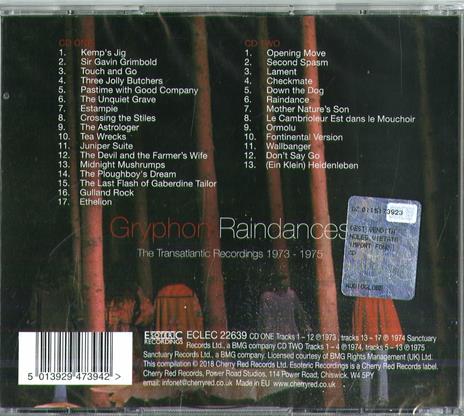 Raindances - CD Audio di Gryphon - 2