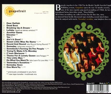 Yesterday's Sunshine. The Complete 1967-1968 London Sessions - CD Audio di Grapefruit - 2