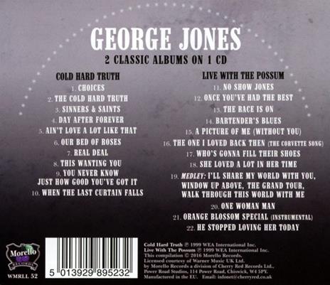 Cold Hard Truth - Live With The Possum - CD Audio di George Jones - 2