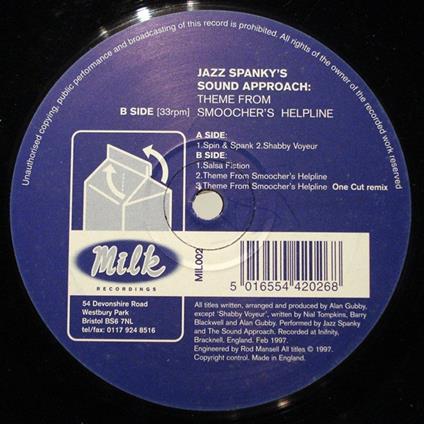 Theme From Smoochers Helpline (Maxi Single) - Vinile LP di Jazz Spanky and the Sound Approach