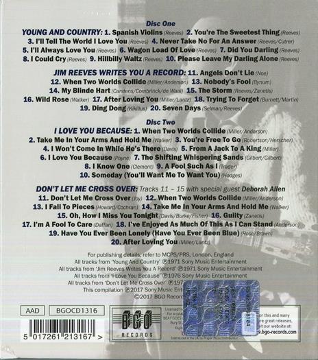 Young and Country - Writes You a Record - I Love You Because - Don't Let Me Crossover (Remastered) - CD Audio di Jim Reeves - 2