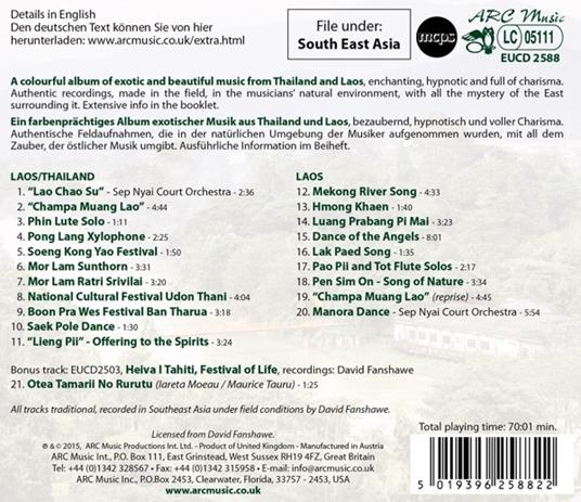 Music from Thailand and Laos - CD Audio di David Fanshawe - 2