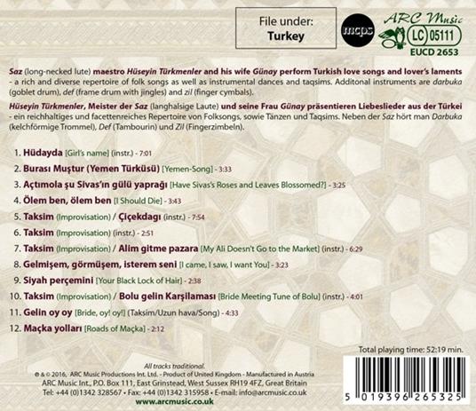 Music of Turkey - CD Audio di Huseyin Turkmenler,Gunay Turkmenler - 2