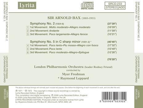 Sinfonie n.2, n.5 - CD Audio di Arnold Bax - 2