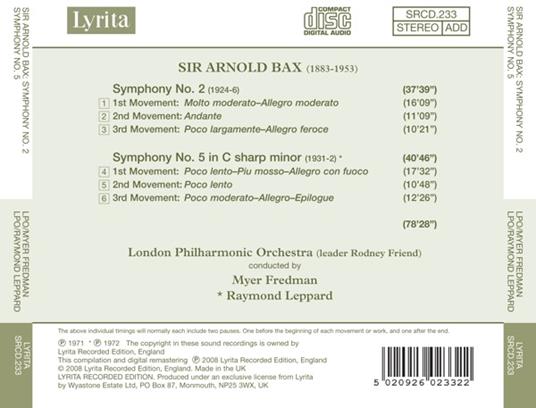 Sinfonie n.2, n.5 - CD Audio di Arnold Bax - 2