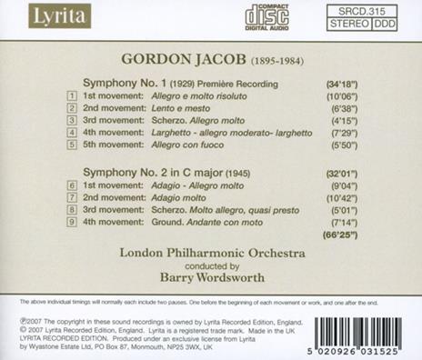 Sinfonie n.1, n.2 - CD Audio di Gordon Jacob - 2