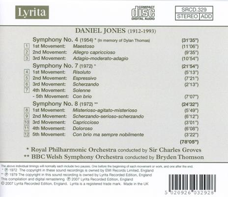 Sinfonie n.4, n.7, n.8 - CD Audio di Daniel Jones - 2