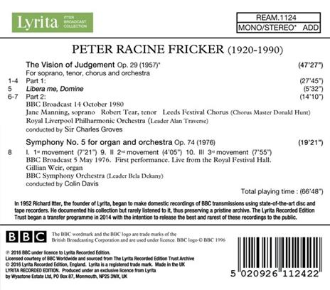 Visions of Judgement - CD Audio di Peter Racine Fricker - 2