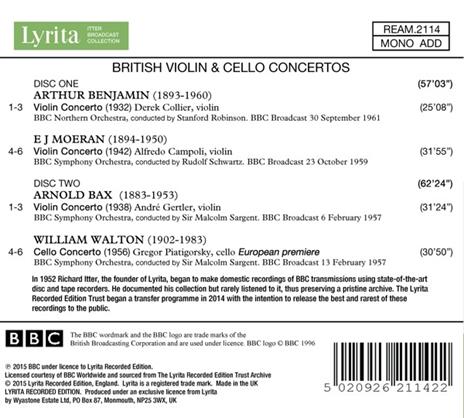 Concerto per violino - CD Audio di Arnold Bax,Ernest John Moeran,Arthur Benjamin,BBC Northern Symphony Orchestra - 2