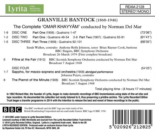 Omar Khayyam - CD Audio di Norman Del Mar,Granville Bantock - 2