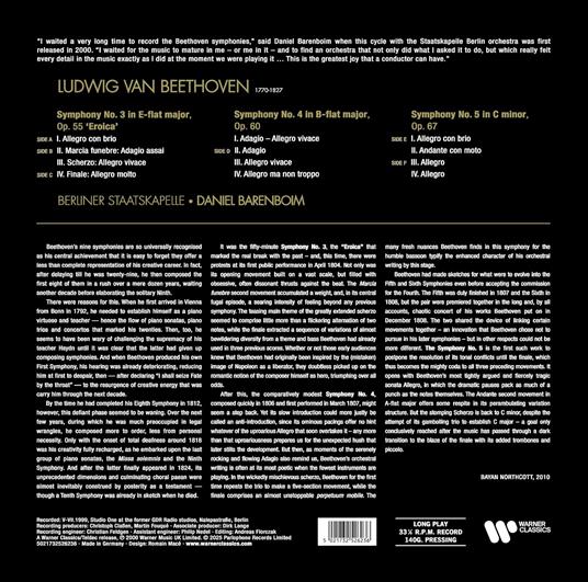 Symphonies n.3, n.4 & n.5 - Vinile LP di Ludwig van Beethoven,Daniel Barenboim - 2