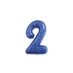 Amscan: Candela Glitterata Blu 7 Cm Nr. 2 Qs
