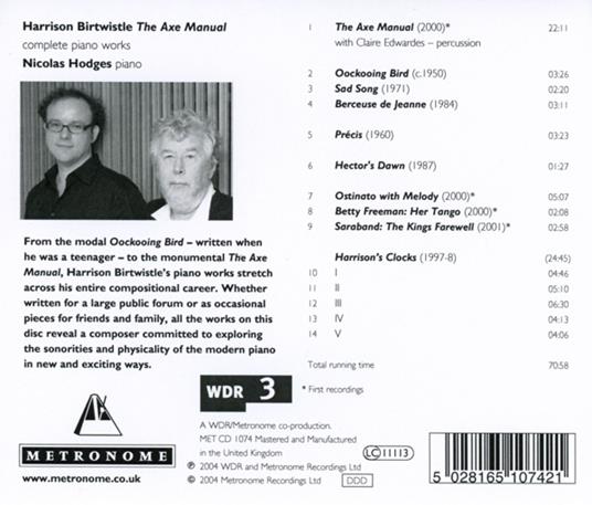 Axe Manuel-Complete Piano - CD Audio di Harrison Birtwistle - 2
