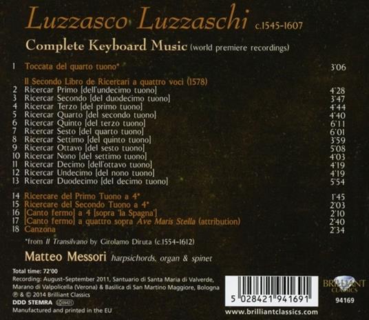 Opere per strumento a tastiera - CD Audio di Luzzasco Luzzaschi - 2