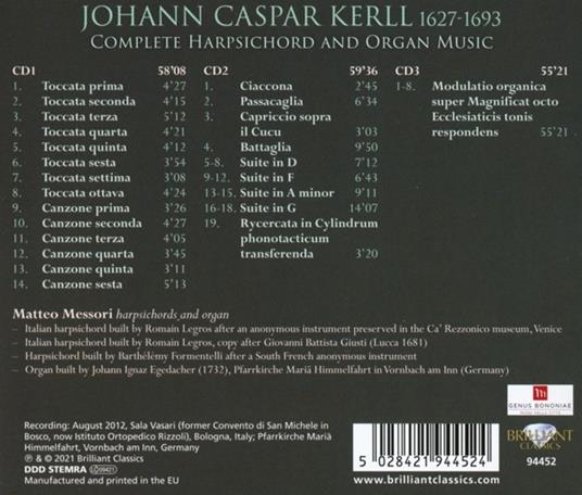 Complete Harpsichord And Organ Music - CD Audio di Matteo Messori,Johann Kaspar Kerll - 2