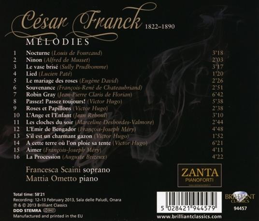Mélodies - CD Audio di César Franck - 2