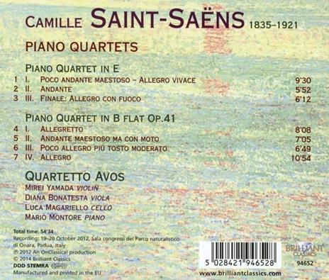 Quartetti per archi e pianoforte - CD Audio di Camille Saint-Saëns - 2