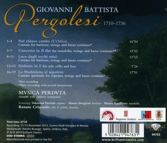 Cantate - Concerti - CD Audio di Giovanni Battista Pergolesi - 2