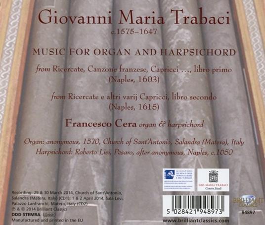 Opere per organo e clavicembalo - CD Audio di Giovanni Maria Trabaci - 2