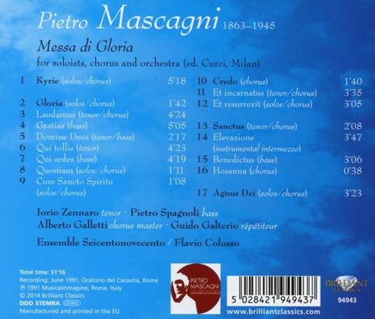 Messa Di Gloria - CD Audio di Pietro Mascagni - 2