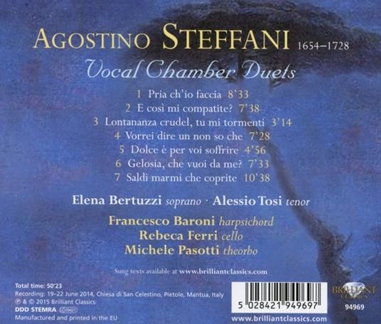 Duetti Vocali da Camera - CD Audio di Agostino Steffani - 2