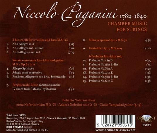 Musica da camera per archi - CD Audio di Niccolò Paganini,Andrea Noferini,Roberto Noferini - 2