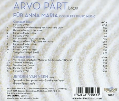 Fur Anna Maria. Opere per pianoforte complete - CD Audio di Arvo Pärt - 2