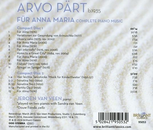 Fur Anna Maria. Opere per pianoforte complete - CD Audio di Arvo Pärt - 2