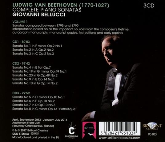 Sonate per pianoforte complete vol.1 - CD Audio di Ludwig van Beethoven,Giovanni Bellucci - 2