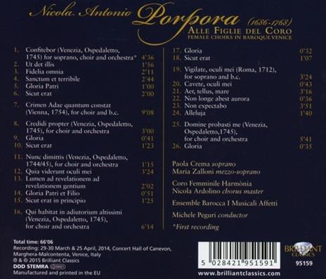 Alle figlie del coro - CD Audio di Nicola Porpora - 2