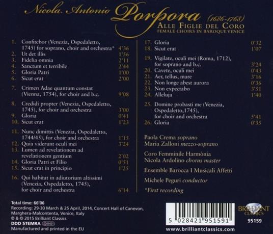 Alle figlie del coro - CD Audio di Nicola Porpora - 2