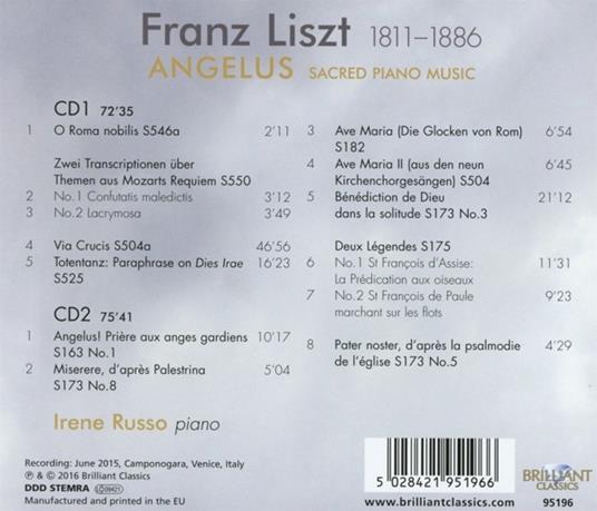 Angelus. Musica sacra per pianoforte - CD Audio di Franz Liszt - 2