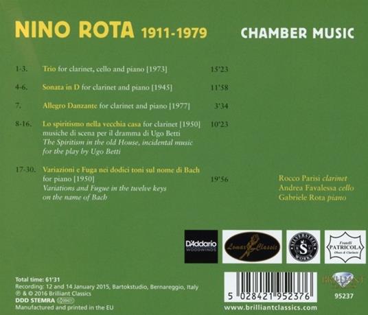 Musica da Camera (Colonna sonora) - CD Audio di Nino Rota - 2